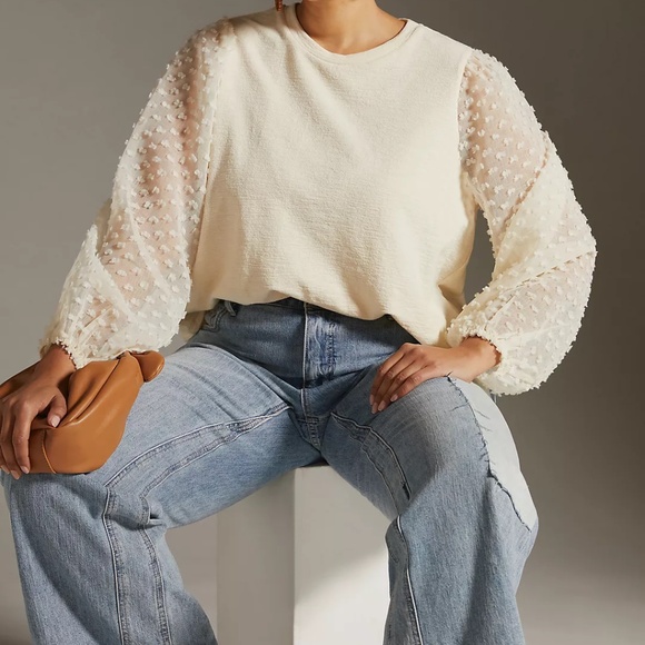 Anthropologie Maeve Textured-Long Sleeve Top L - Picture 13 of 13